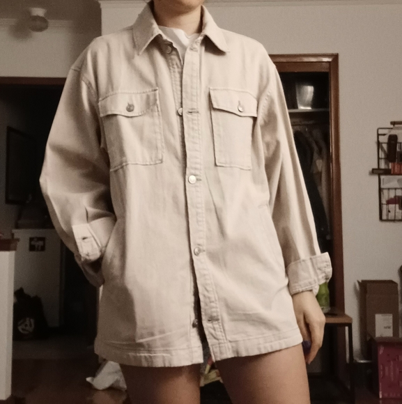 Nwt Hm Oversized Denim Shacket In Light 